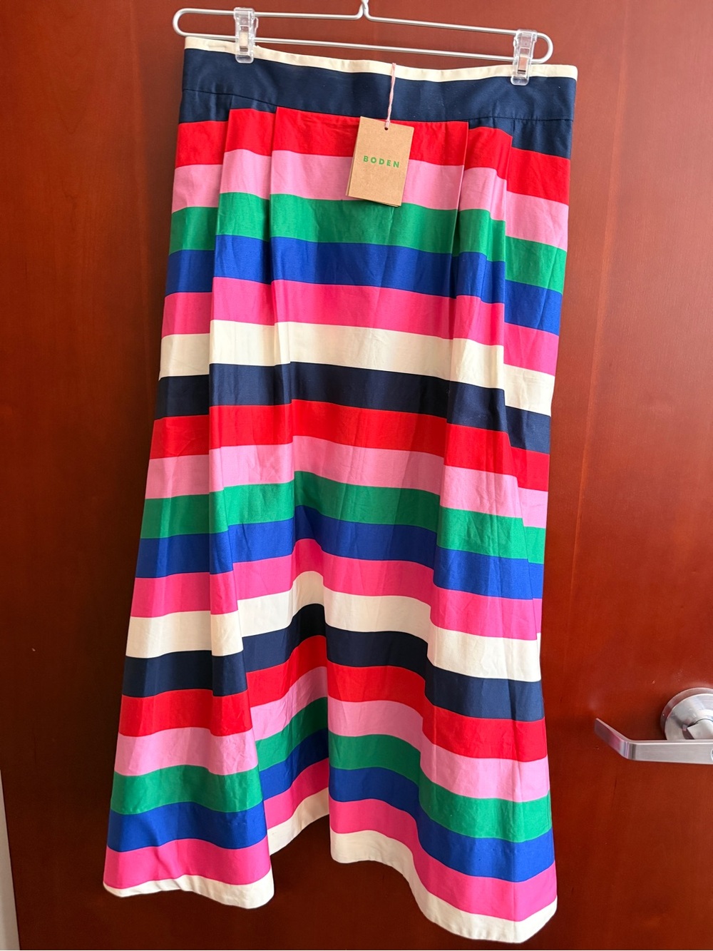 NWT Boden Isabella Cotton Sateen Skirt
Multi Stripe with Pockets - Picture 4 of 6
